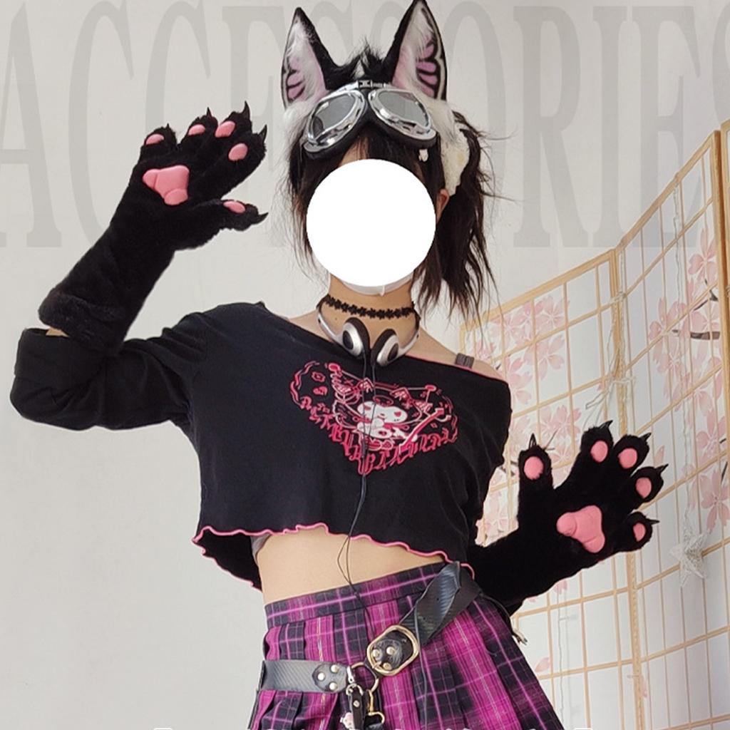 Косплей Костюм Лапы Перчатки для Женщин Плюшевые Животные Лапы Рукавицы Хэллоуин Вечеринка Аниме Реквизит Ролевая Игра Грелки для Рук