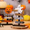 Creative Halloween Pumpkin Letter Ghost Wooden Ornament Tree Shaped Ghost Desktop Ornament