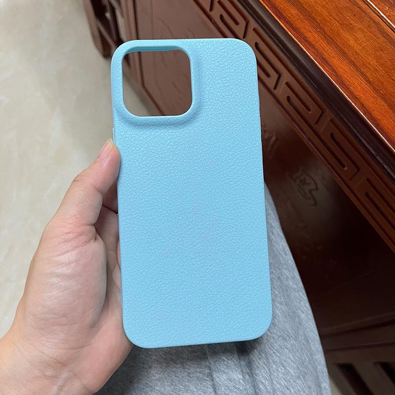 Applicable To IPhone16ProMax Mobile Phone Case 14 Apple 15 Simple TPU Leather Pattern 12Pro Material Case 13