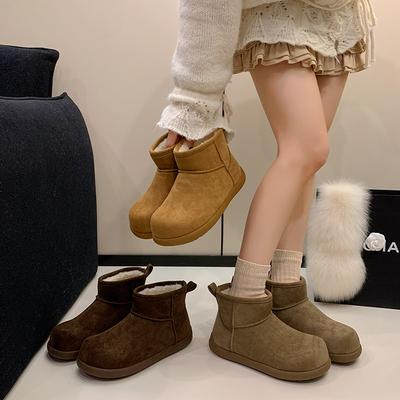 Женские модные легкие зимние теплые сноубутсы с плюшевой подкладкой, нескользящие и прочные повседневные уличные хлопковые ботинки