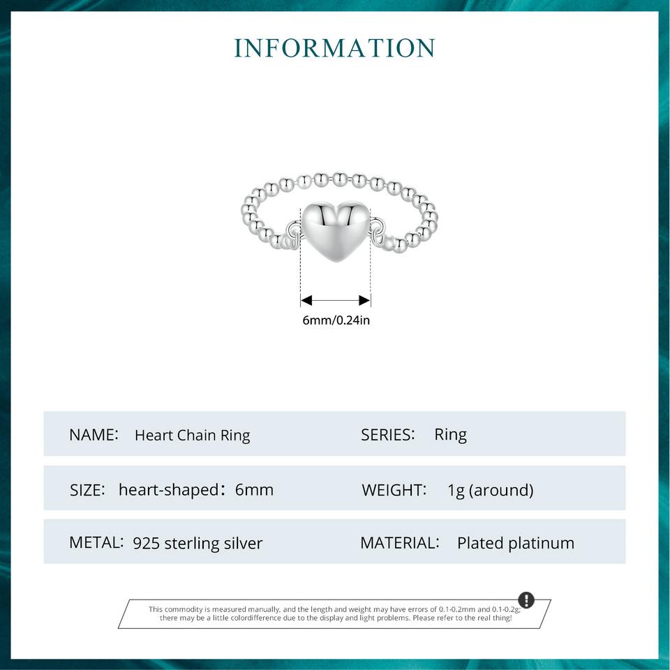 BAMOER стерлингового серебра 925 пробы кольцо с сердцем из бисера кольцо оригинальный дизайн ювелирные изделия подарок для женщин вечерние