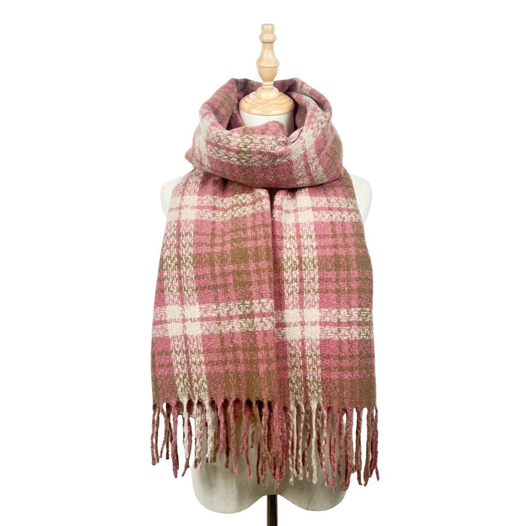 Autumn and Winter High-end Simple Scarf Women's Color Plaid Thickened Scarf Warm Fashion Scarf Versatile Shawl