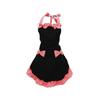 Ruffle Trim Kitchen Apron Bow Detail Halter Neck Apron Vintage Baking Apron  Home Use