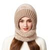 High Stretch Solid Color Knitted Hat Scarf Women's Winter Cycling Windproof Warm Hat