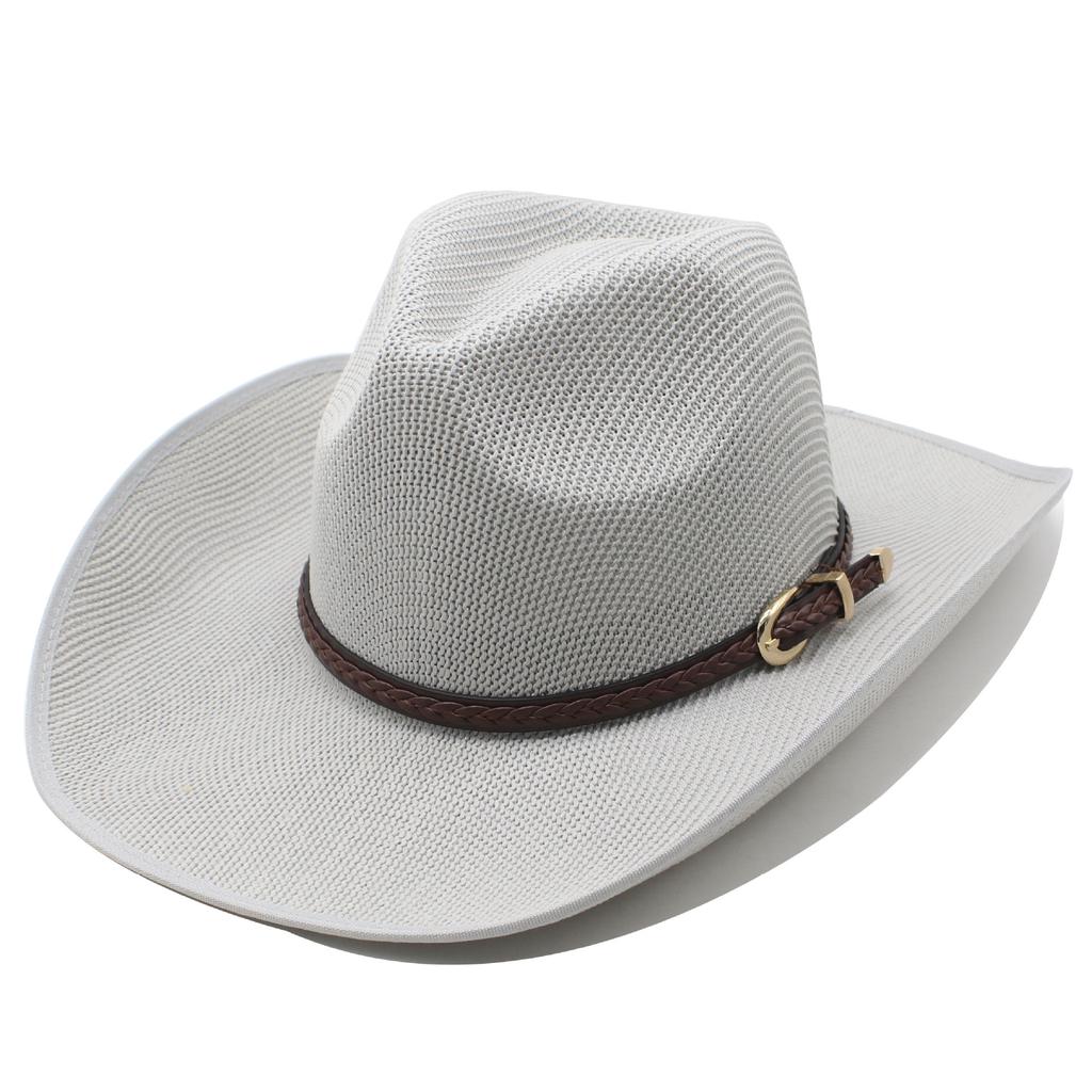 Straw Hat Western Cowboy Hat Knitted Hat Bent Brim Big Eaves Hat Belt