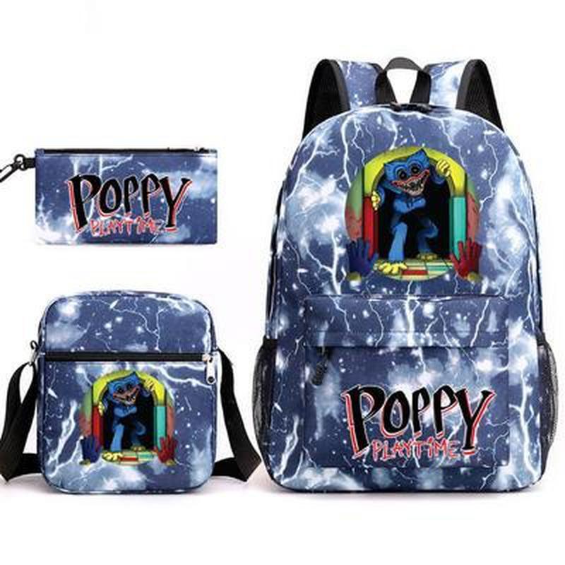 3 шт. модные детские школьные сумки Poppy Playtime Huggy Wuggy студенческие холщовые школьные рюкзаки + сумка через плечо + сумка для ручек