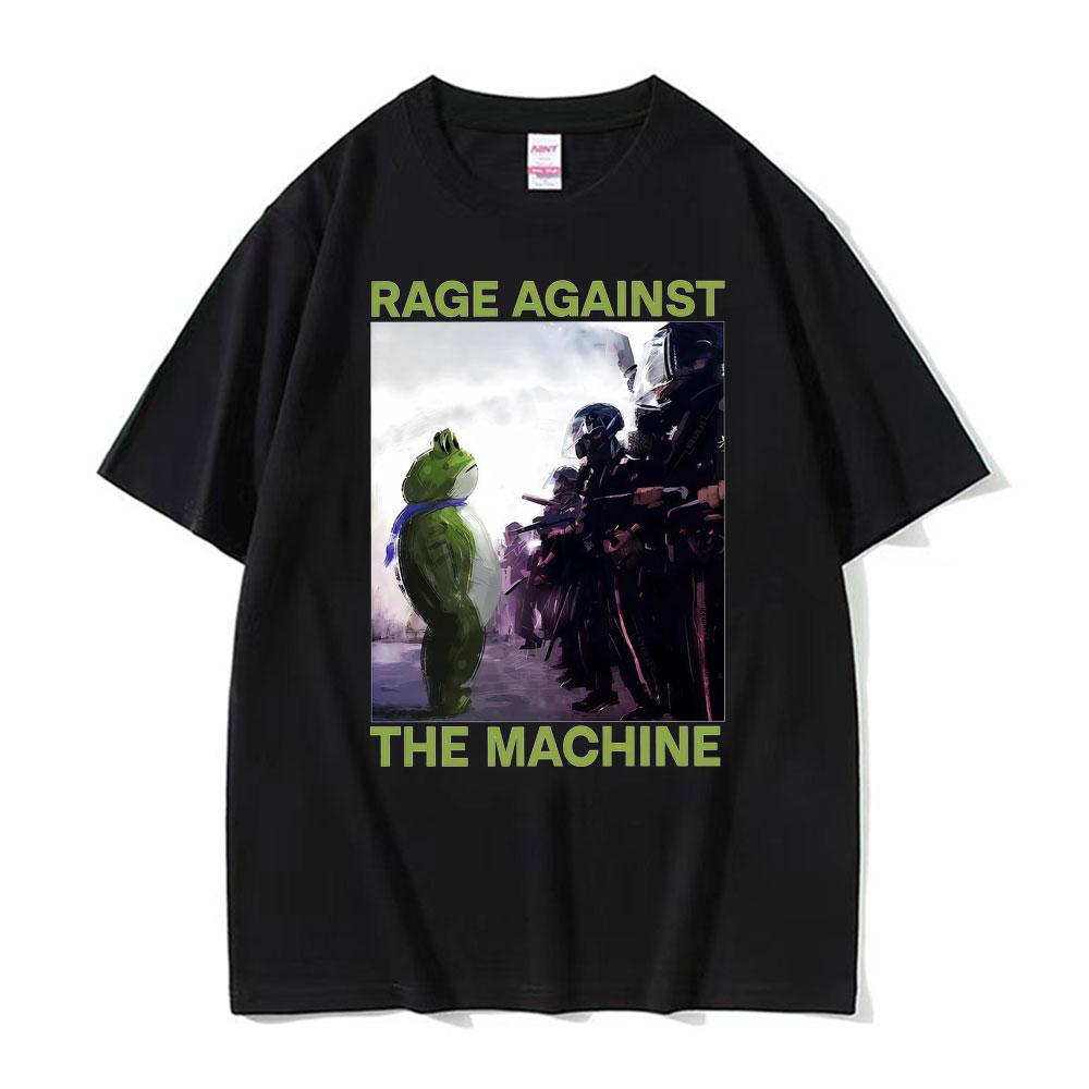 Rage Against The Machine Портленд Лягушка Протест Мем Футболки Мужские Женские Летняя Хлопковая Оверсайз Футболка Мода 90-х Ретро Футболка