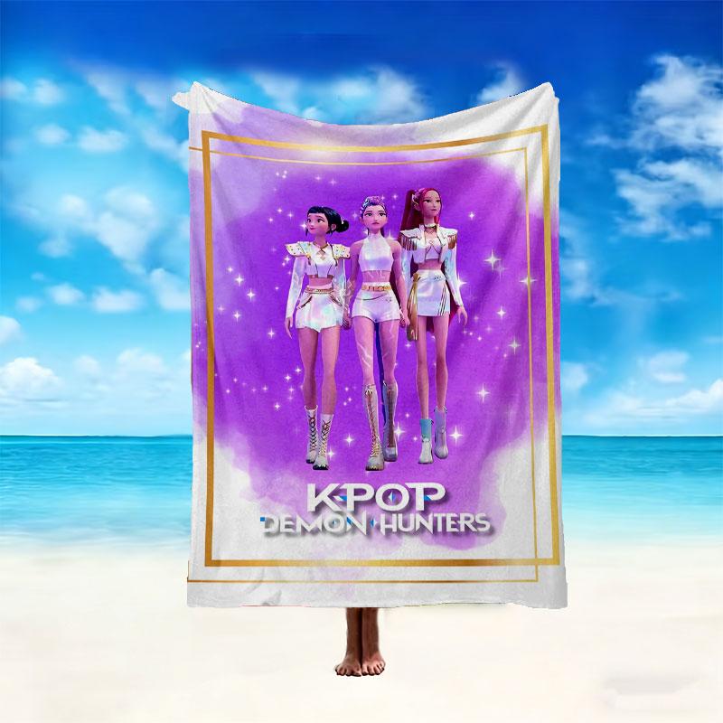 1pc Kpop Demon Hunters Blanket, Home Printed Throw Blanket - Soft Blanket Gift for Family, Washable Sofa Bed Blanket