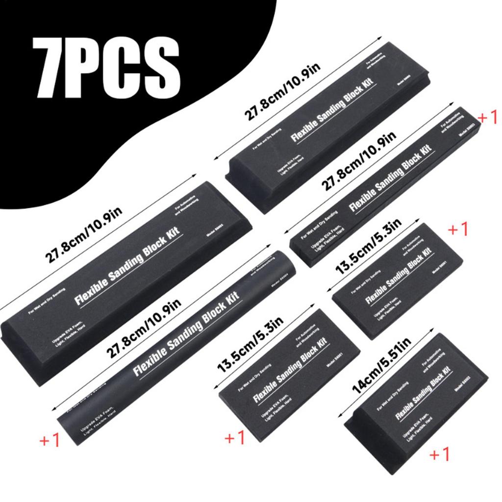 Набор из 7 шлифовальных блоков для кузова автомобиля, автомобильные шлифовальные блоки, гибкая пена ЭВА, набор шлифовальных блоков для мокрого или сухого шлифования
