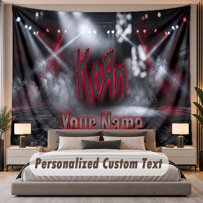 Custom Name Text Tapestry Korn Personalized Polyester Wall Tapestry For Bedroom And Room