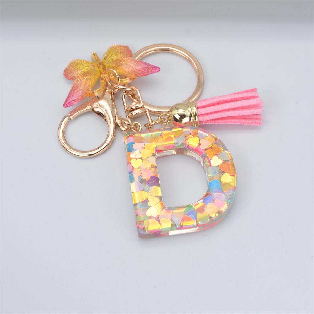 Fashion DIY A-Z Letters keychain Metal Holder Pendent Key Chain Women Car Key Ring Simple Letter Key Party Gift Jewelry
