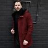 Long Jacket Fur Integrated Suede Jacket Multi-button Hooded Men's Coat