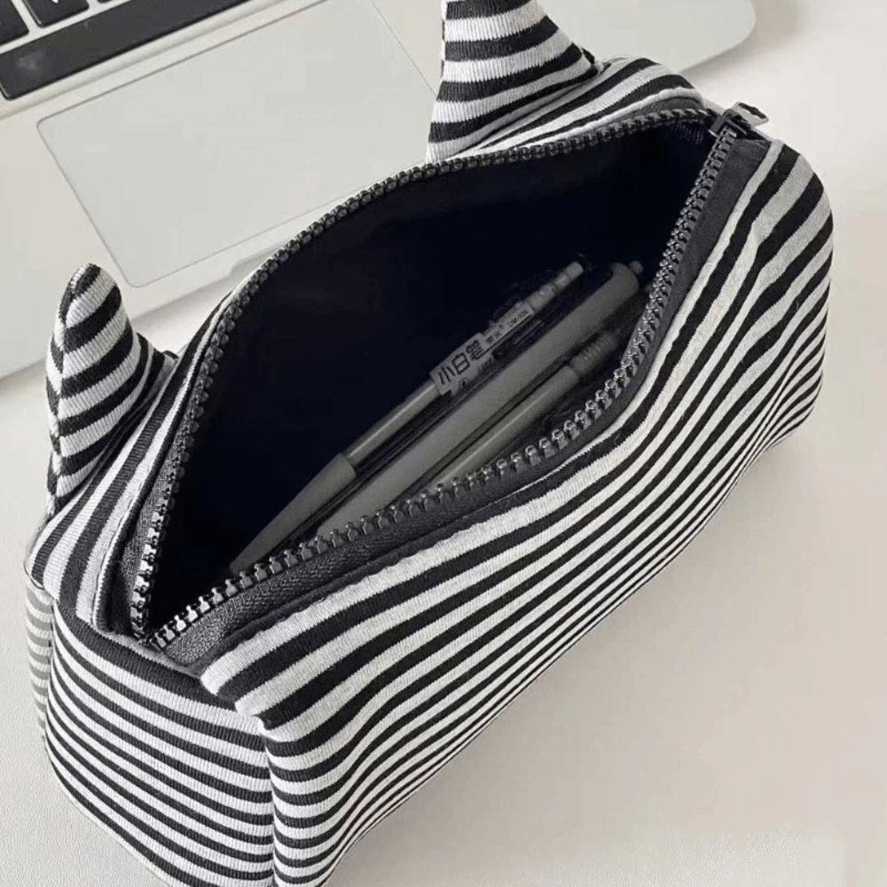 Clear PVC Striped Pencil Case Multi-functional Pencil Pouch Y2K Stationery Organizer School
