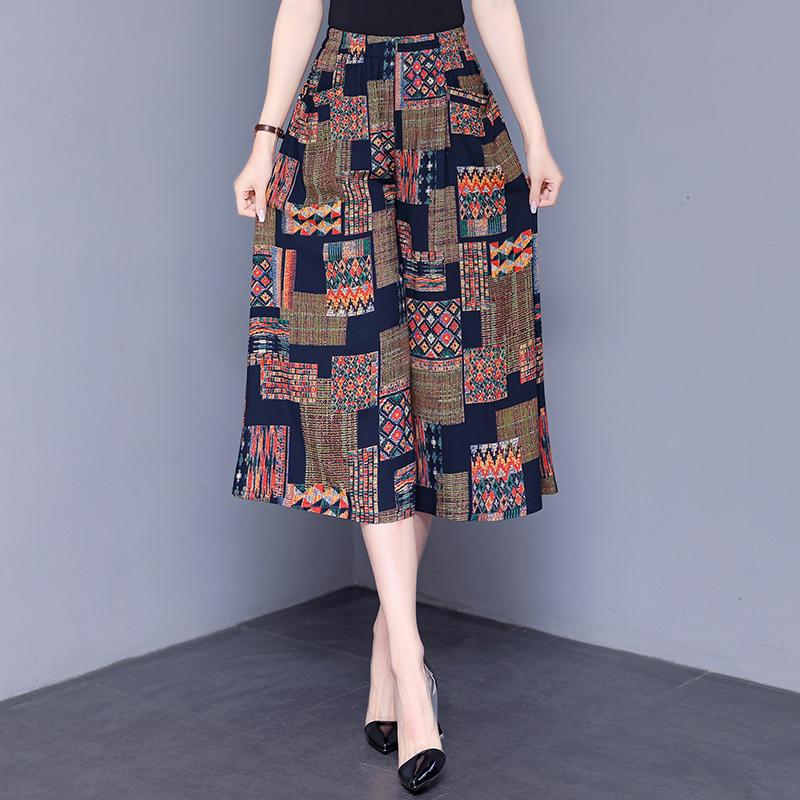 Широкие брюки с высокой талией, женские летние брюки больших размеров, повседневные свободные винтажные брюки с эластичной резинкой на талии, большие размеры