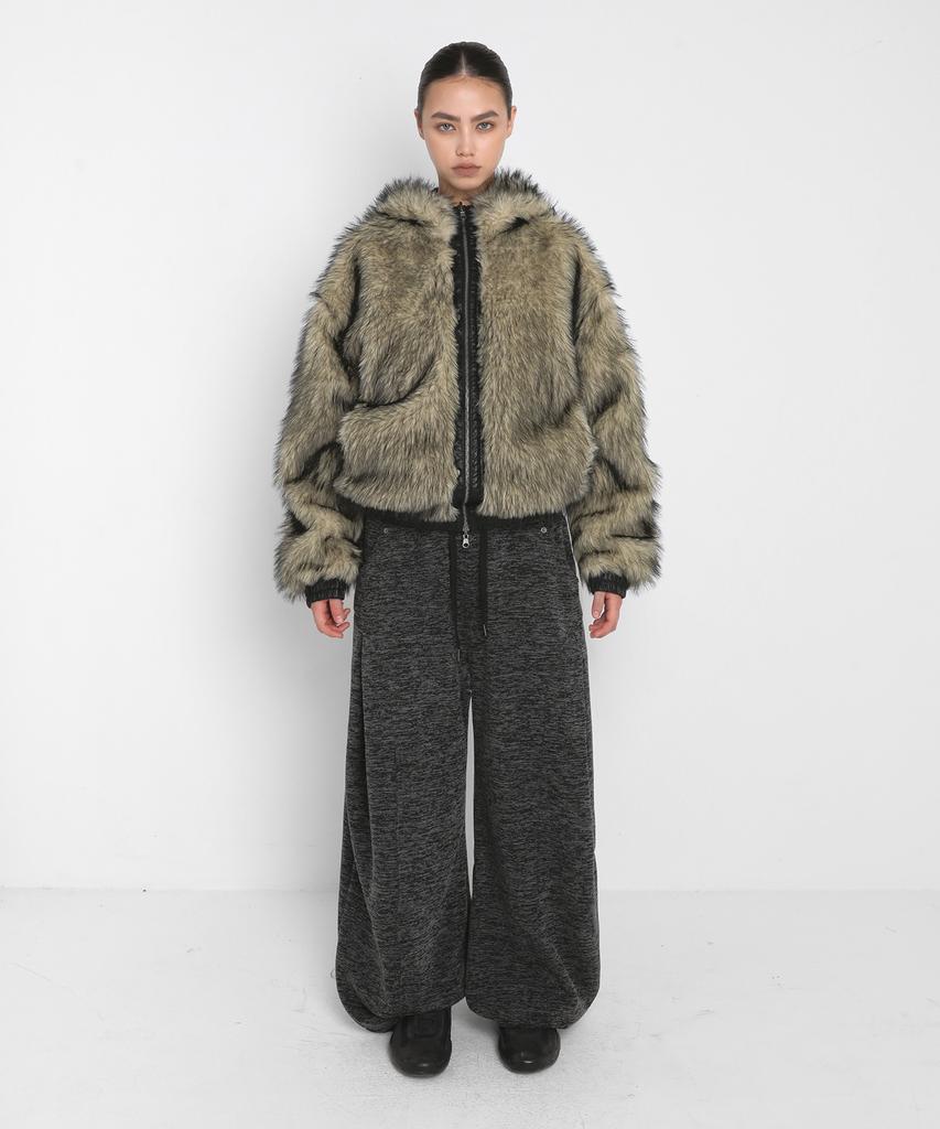 SANDRIC Reversible Fur Leather Jumper_Black / Light Yellow