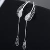 Cute Angel Wings Link Crystal Long Fringe Ear Clips Ms. Earrings Wedding Party Exquisite Jewelry