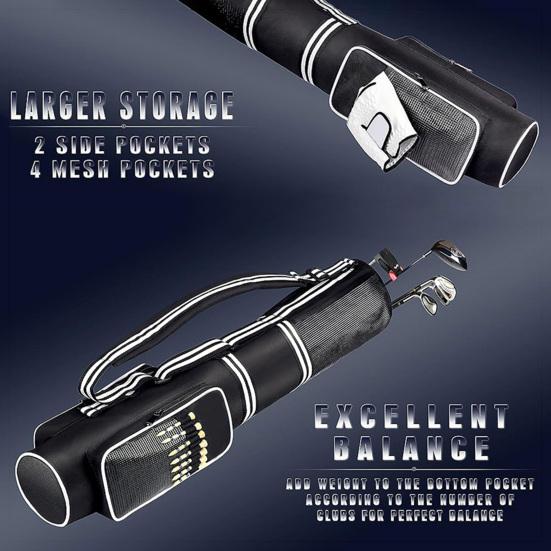 Golf Club Storage Bag with Multiple Pockets Waterproof Adjustable Sling Strap Golf Carrying Bag Golf Tees Organizer