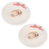 2pcs Ceramics Plates Serving Dish Round with Bowknot Beige 93x12mm