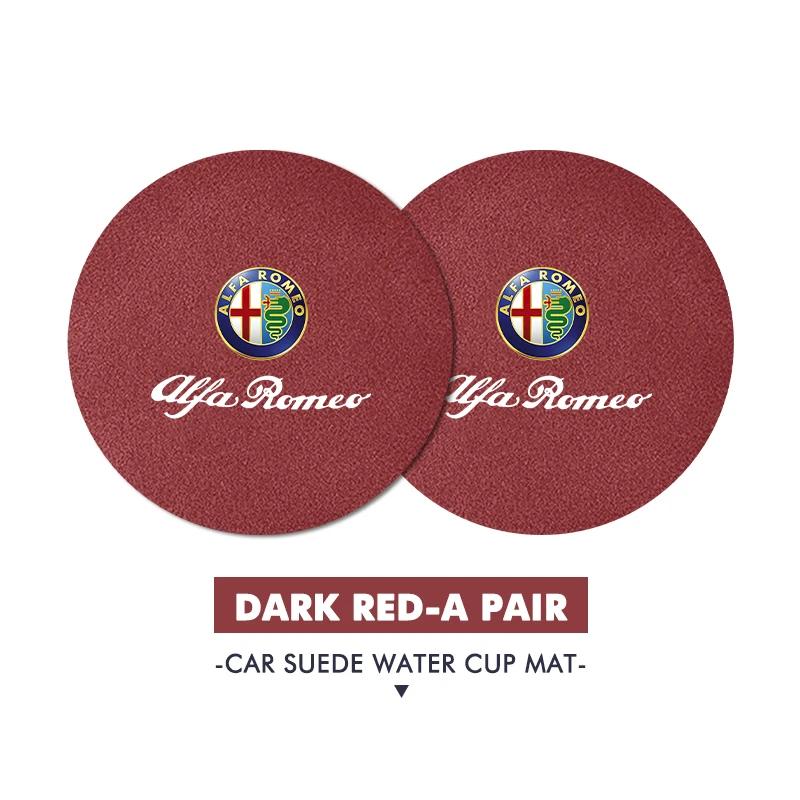 Car Stickers For Alfa Romeo For Alfa Romeo 2PCS Car Logo Anti-Slip Water Cup Pad Drink Holder Mat Interior Accessories Giulietta