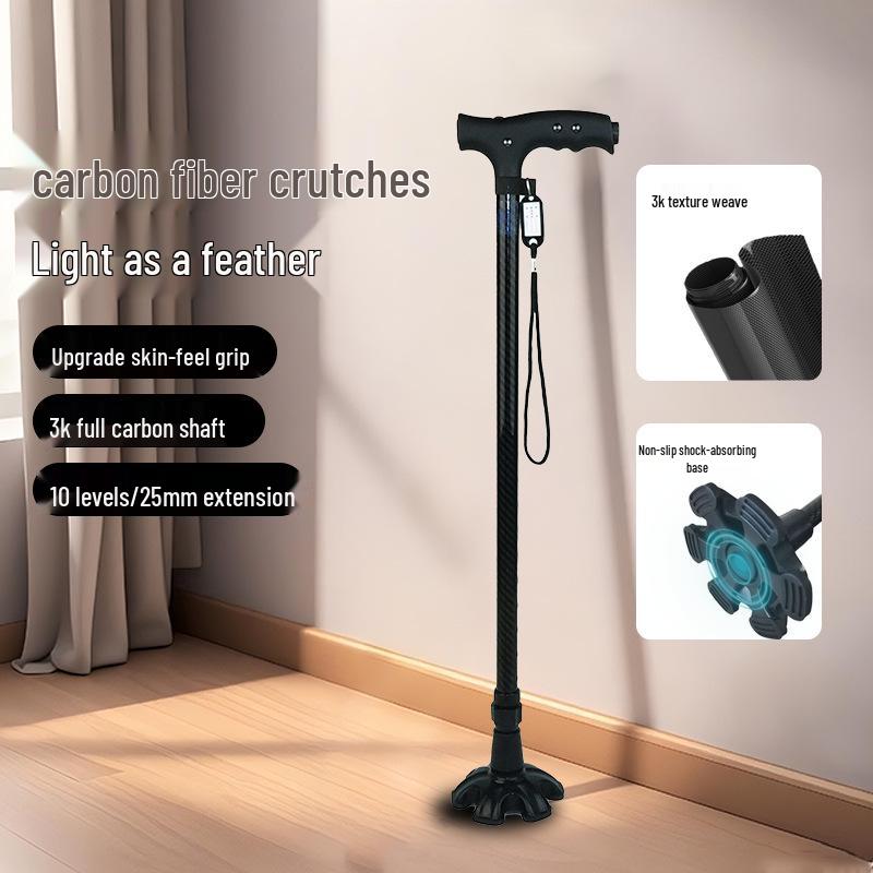 Легкая телескопическая палка для ходьбы из углеродного волокна с противоскользящей рукояткой для пожилых людей