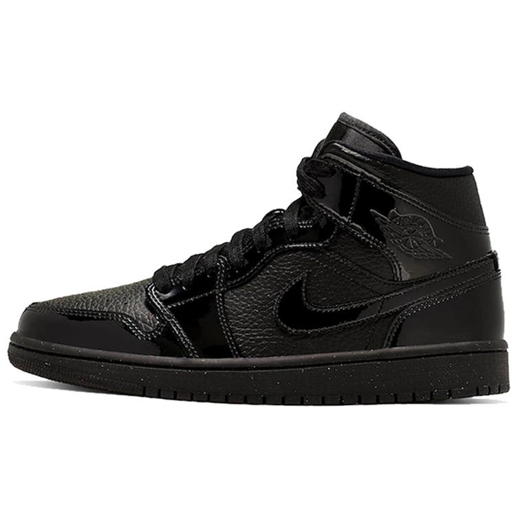 Jordan 1 Женские кроссовки Mid Patent Triple Black BQ6472-003