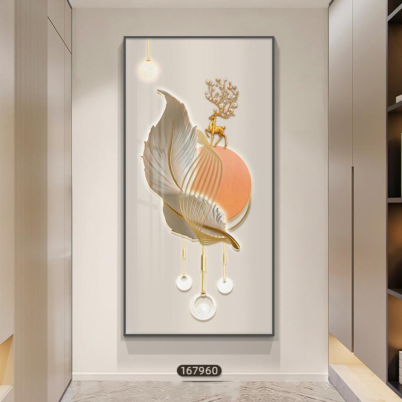 New Chinese Decorative Painting, Golden Deer Canvas Painting, Luxury Rich Tree Posters and Prints, for Porch Living Room Decor