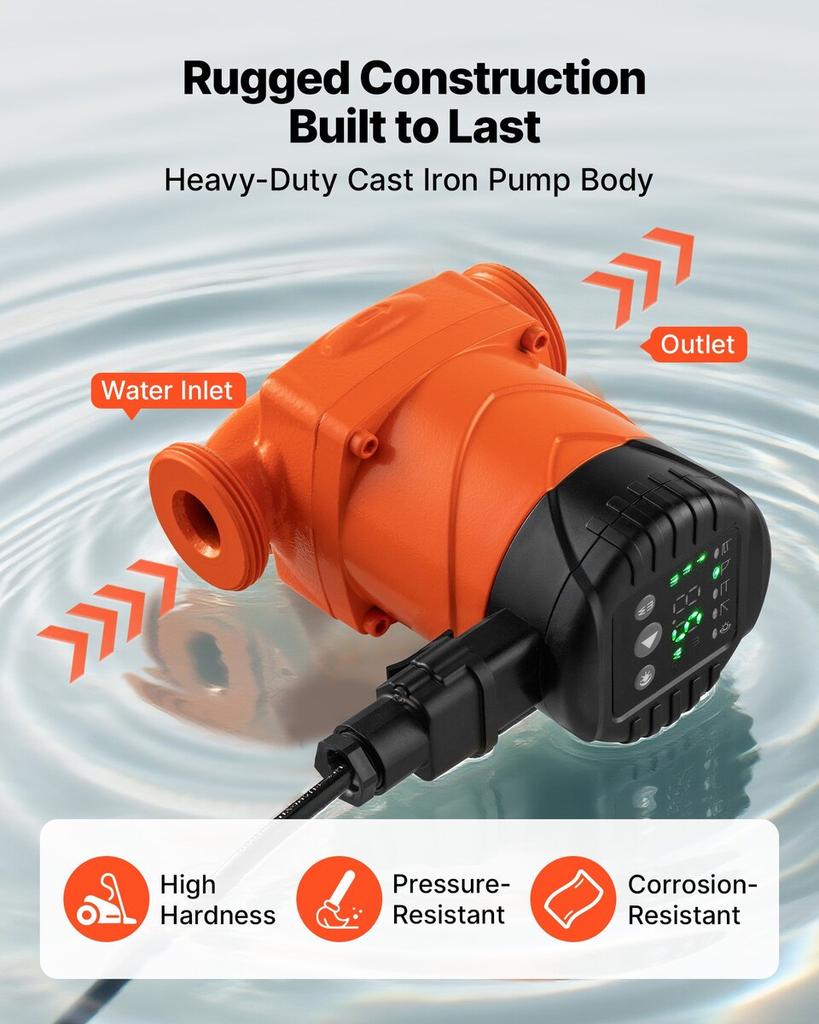LPS25-4BP/130 High Efficiency Circulator Pump, 42 LPM, 4 m Max Lift Cast Iron Hot Water Recirculating Circulation Pump, Threaded Connection, Check