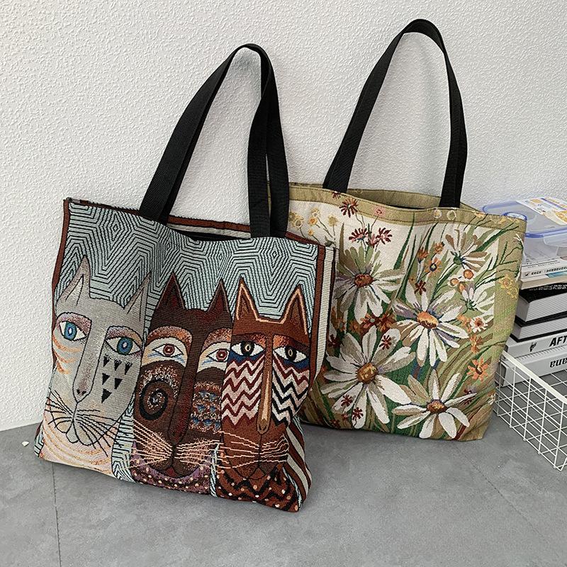 Bohemian Style Printed Bag Large Capacity Portable Mommy Bag Canvas Tote Bag Shoulder Bag
