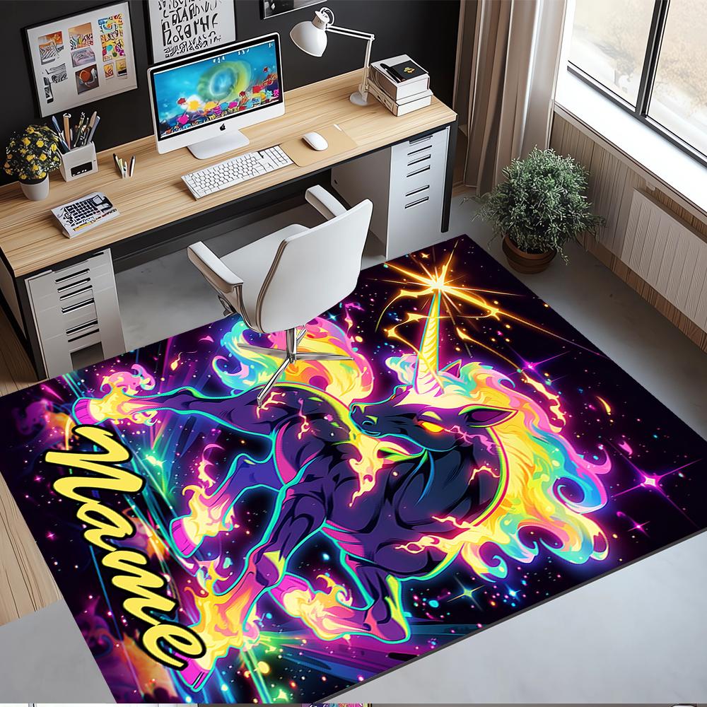Custom Name Unicorn Printed Carpet,Rug for Office Chair Living Room Bedroom Kitchen Room Decor Gifts.