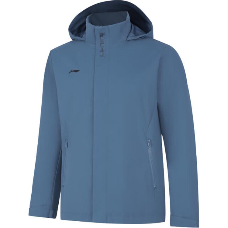 Li Ning свободная универсальная куртка с капюшоном и длинным рукавом мужские куртки дождь-туман-синий AFDUA05-11