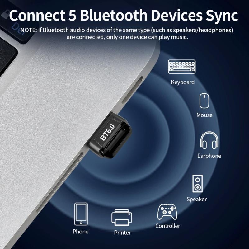 USB 6.0 Bluetooth Адаптер 5.4 Донгл Приемник Для ПК Bluetooth Приемник Динамик Мышь Клавиатура Аудио Передатчик