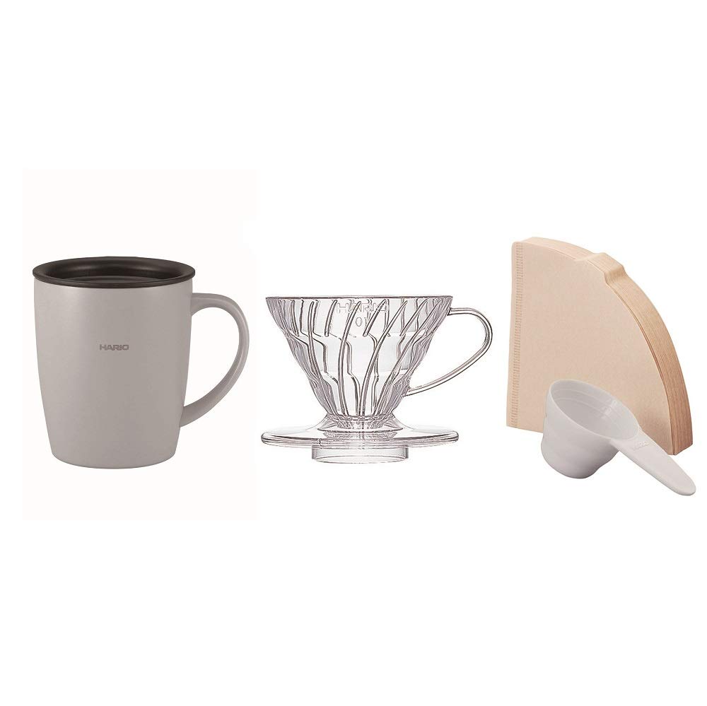 Hario V60 Dripper Thermal Mug Set Gray VDSM-2424-GR