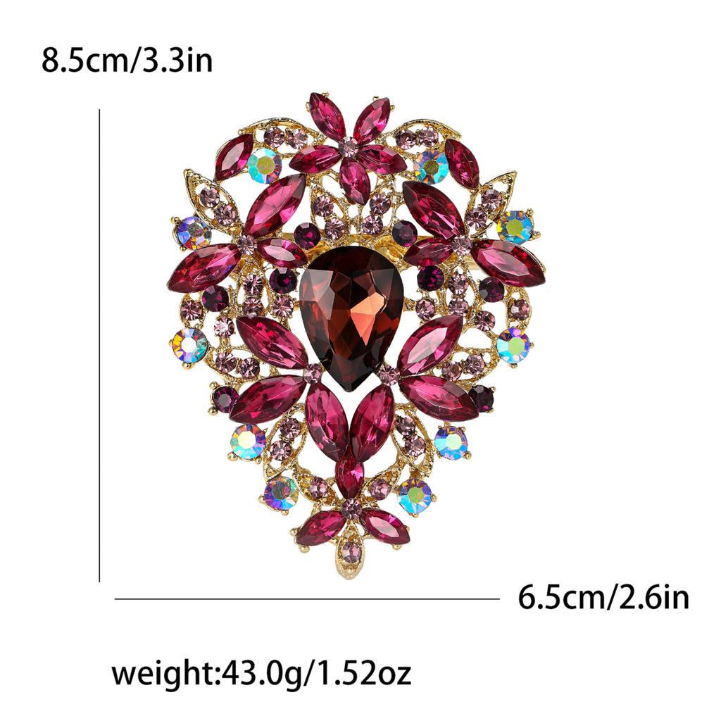 Fashion Exquisite Alloy Large Rhinestone Glass Brooch Exaggerated Temperament Women'S Clothing Corsage Jewelry Pin