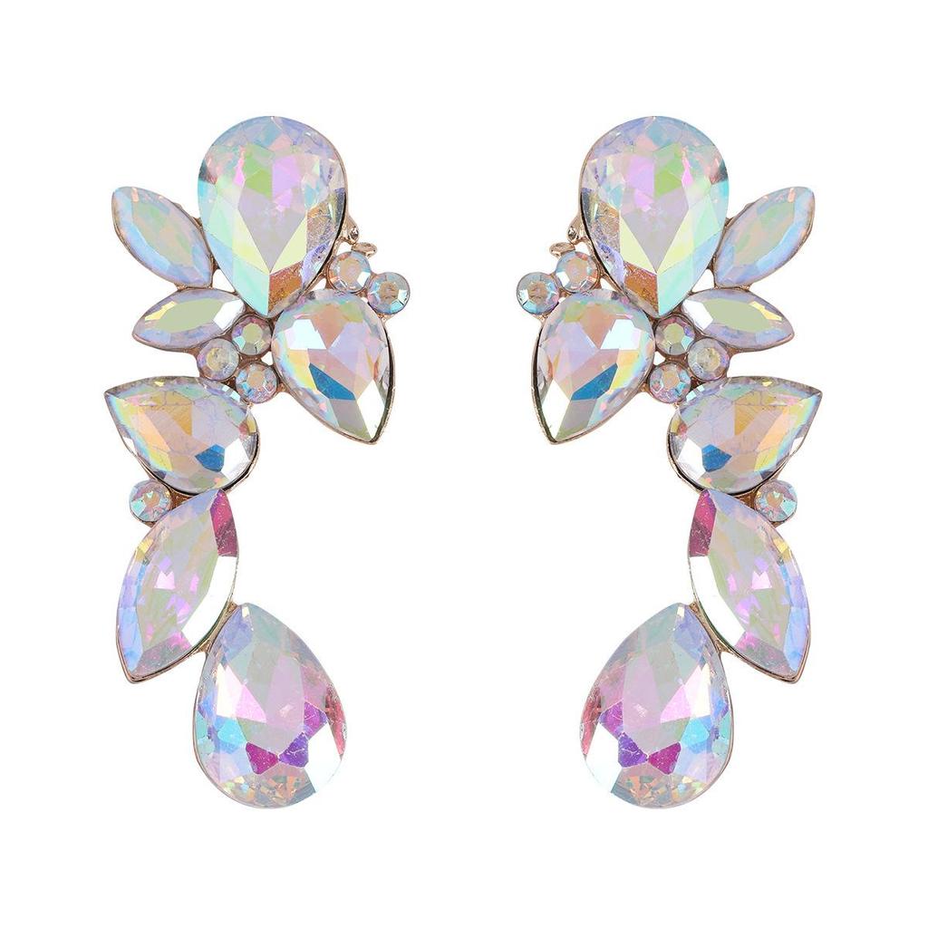 Серьги в форме капли с драгоценными камнями, роскошные стеклянные серьги с бриллиантами, свадебные украшения