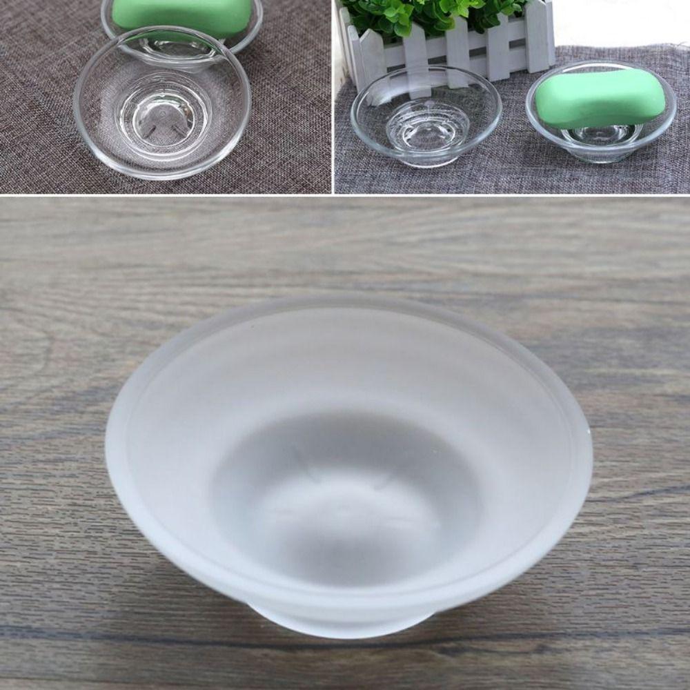 Round Glass Transparent Glass Soap Box Keep Soap Bars Dry Soap Holder  Household
