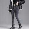 Thickened Velvet High Waisted Jeans For Women's Winter Slimming And High Slim Fit Elastic Leggings, Denim Pencil Pants