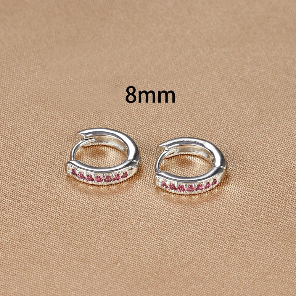 8mm Stainless Steel Minimal Hoop Earrings Crystal Zirconia Small Huggie Thin Cartilage Earrings Helix Tragus Piercing Jewelry