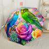 Parakeets Amidst Floral Splendor. Automatic Umbrella Compact & Durable 8-Rib Design Foldable Design for Women/Men Fashionable