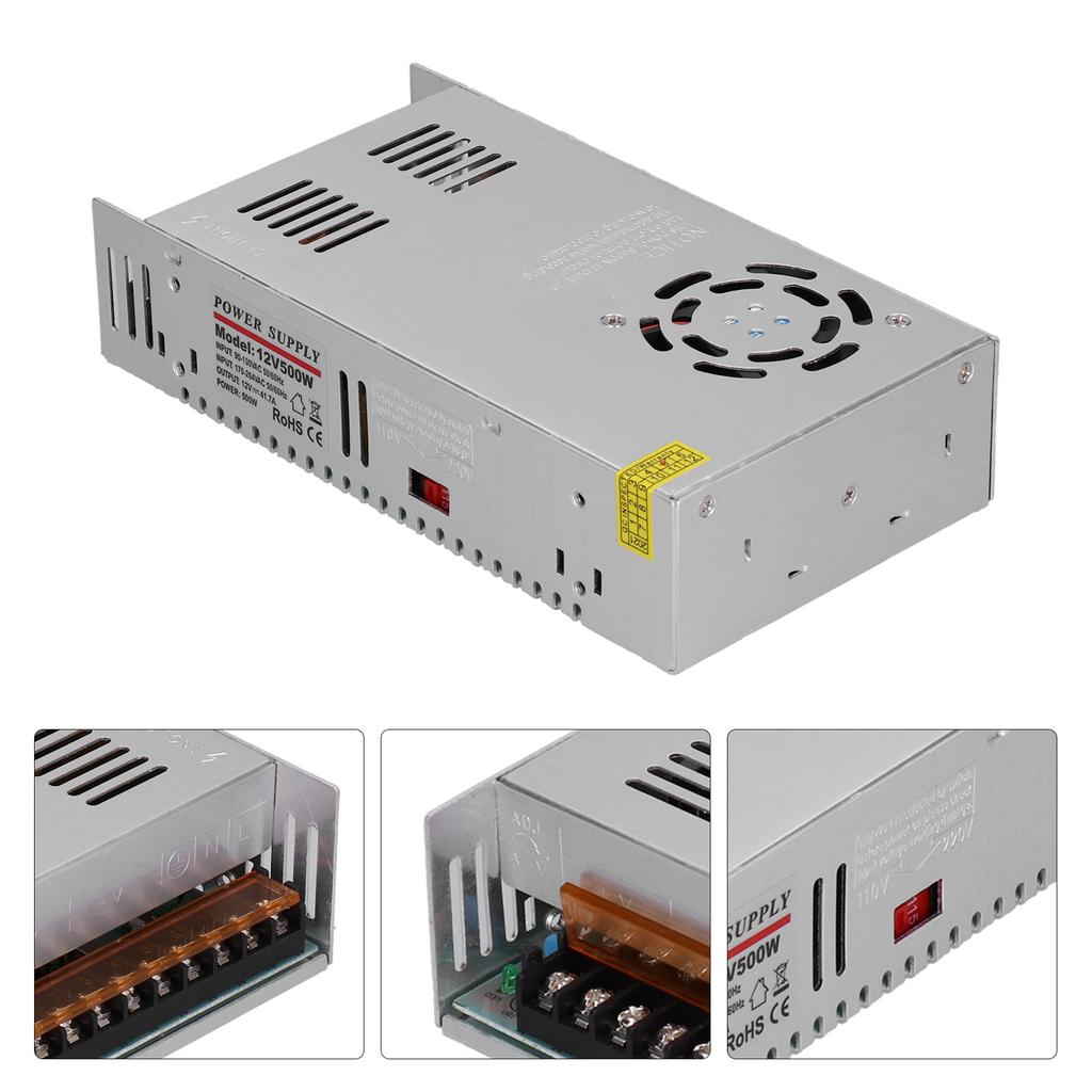 Импульсный блок питания с вентиляторным охлаждением мощностью 500 Вт, выход 12 В, 41,7 А, класс защиты IP20 для оборудования мониторинга