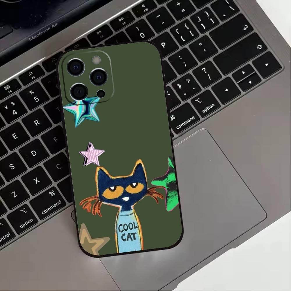 Чехол для телефона с милым рисунком P-Pete-S C-Cat для iPhone 17, 16, 15, 14, 13, 12, 11 Plus, Pro Max, Другие Мягкий Черный Чехол