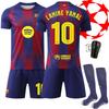 Черные спортивные носки «Барса» Получите бесплатную печать #10 Синяя футболка и шорты Ламина Ямаля