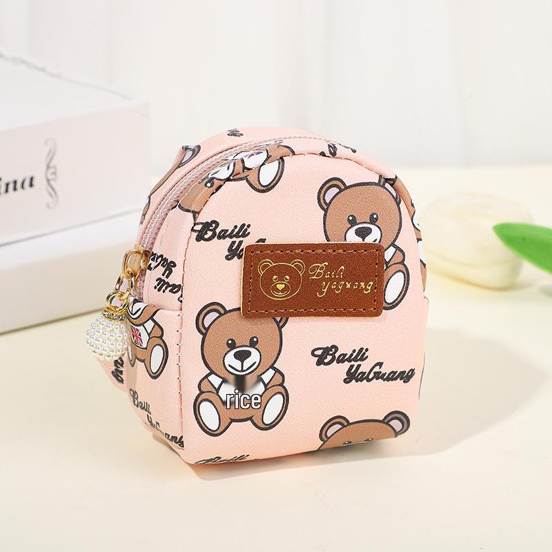 Kids' Cute Bear Mini Coin Purse: Korean Style Cartoon Schoolbag Pendant, Portable Wallet, Earphone & Key Holder