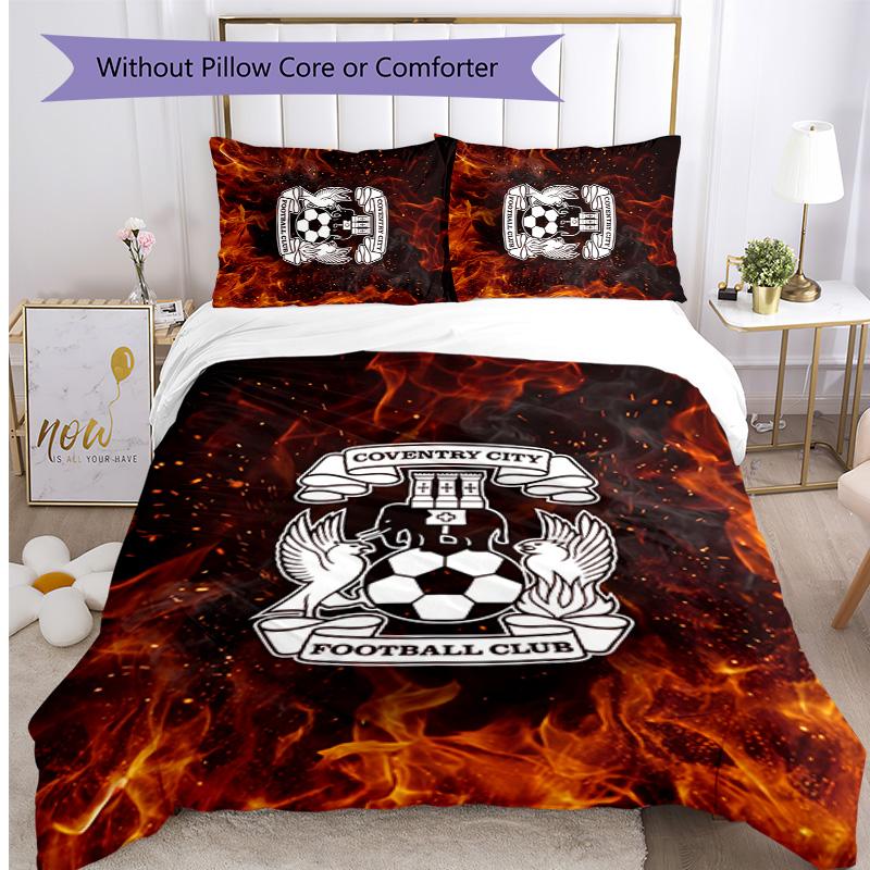 Coventry City Football Printed 3 Pieces Bedding Set, Comfortable Skin Friendly Bedroom Duvet Cover Set