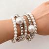 Набор массивных многослойных браслетов с жемчужными бусинами для женщин