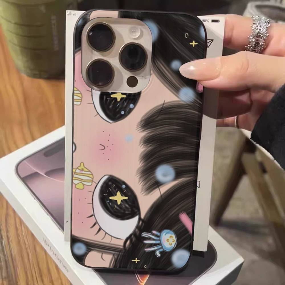 Чехол для телефона с большими глазами, девушка из комиксов, для IPhone 17 16 15 14 13 12 11 Pro Max Plus, гофрированный бампер, задняя крышка