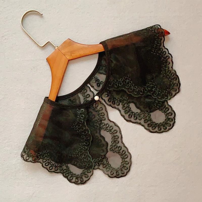 Women Fake Collar Shawl Detachable Blouse Decoration Lace Romantic Flower Embroidery Multi-Layer False Collar Shirt Collar