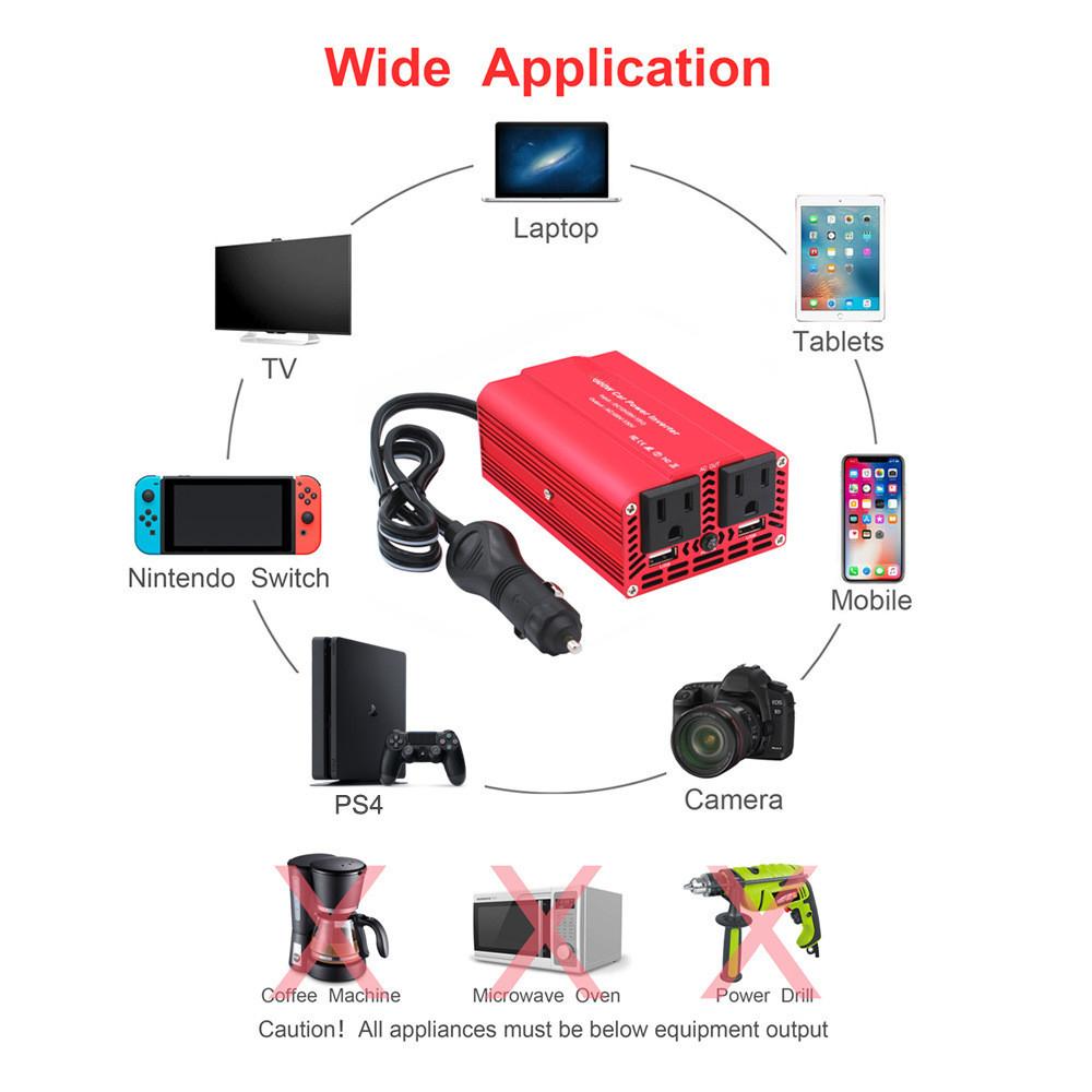 500W Dual Socket Power Converter Household Modified Sine Wave Power Adapter Mini Portable Car Inverter
