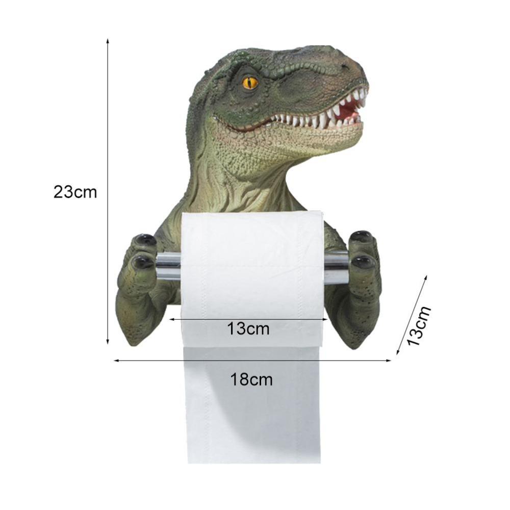 Drill-Free Dinosaur Toilet Paper Holder Wall Mounted Resin Paper Towel Dispenser For Kitchen