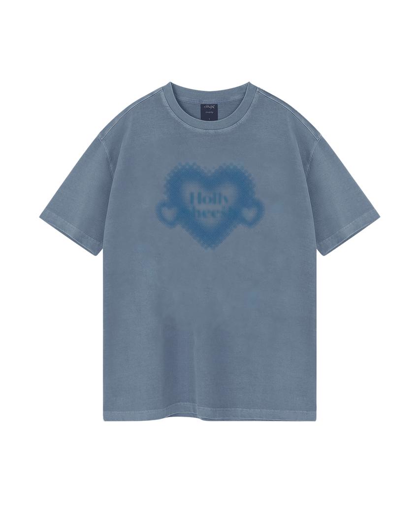 WILDROCK Hollysheesh Heart Pigment Oversized Short Sleeve T-Shirt_6 Colors (Cropped) (Type B)
