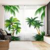 2pcs Semi Transparent Decor Curtain Green Eucalyptus Leaves Green Plants Spring Polyester Fibers Rod Pocket Curtain For BedroomR